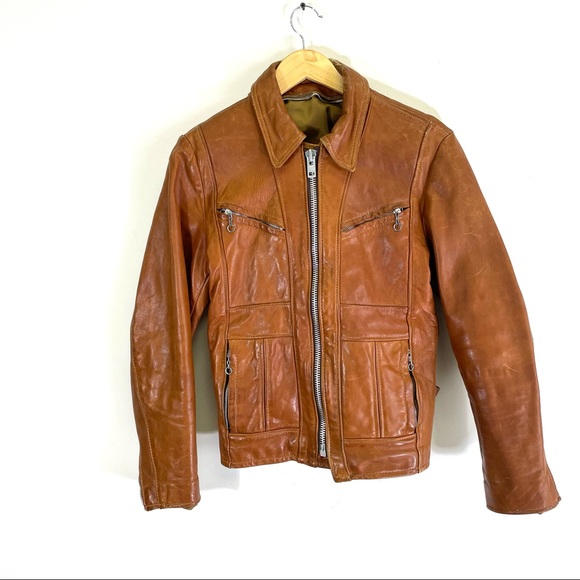 Schott NYC Other - vintage schott brown leather cafe racer jacket size S